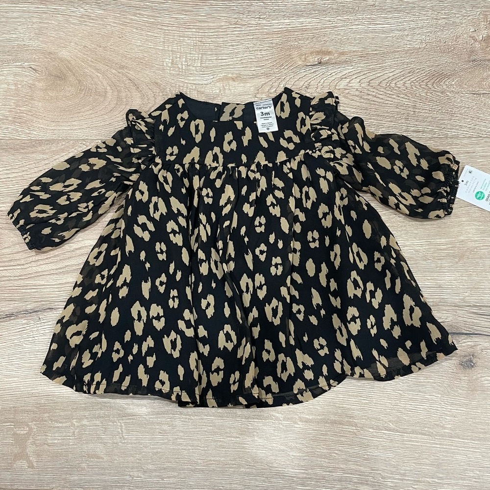 Carter's Black and Tan Leopard Print Dress NWT